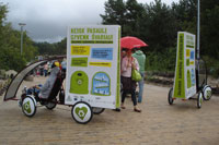 Informacine/Reklamine kampanija - Žaliosios europieciu atostogos 2011, reklaminis velomobilis, reklamos masinos, advertising bike, promobike